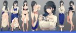  ass barefoot bikini black_hair blue_eyes book long_hair mikoto_akemi navel open_shirt original panties see_through skirt skirt_lift swimsuit underwear undressing 