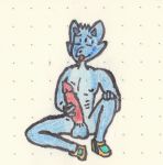  2020 animal_humanoid anthro balls big_penis blue_body blue_skin clothing erection eyes_closed footwear footwear_only genitals hand_on_knee hand_on_penis horn humanoid kobold male masturbation mostly_nude nipples nude penis phil_sux reptile scalie scalie_humanoid shoes shoes_only sitting solo spread_legs spreading taba_(angryelanoises) tongue tongue_out traditional_(artwork) 