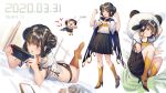  black_hair blush braids brown_eyes cape game_console ji_dao_ji kneehighs original panties short_hair skirt twintails underwear 