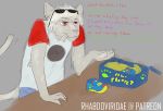  anthro conditional_dnp dave_strider digital_media_(artwork) eyewear felid feline fur hi_res homestuck male mammal ms_paint_adventures red_eyes sunglasses webcomic white_body white_fur wolftacos 