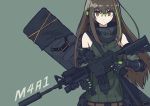  anti-rain_(girls_frontline) armband assault_rifle black_eyes black_gloves black_hair defy_(girls_frontline) detached_sleeves girls_frontline glasses gloves green_hair gun highres jacket long_hair m4_carbine m4a1_(girls_frontline) mod3_(girls_frontline) multicolored_hair papaia_(quentingqoo) ribbed_sweater rifle scarf streaked_hair sweater thighhighs weapon weapon_case 
