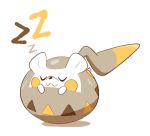  artsy-rc commentary english_commentary facing_viewer full_body gen_7_pokemon no_humans pokemon pokemon_(creature) signature simple_background sleeping smile togedemaru u_u white_background zzz 