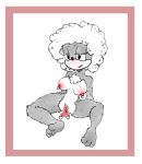  3_toes absurd_res anthro blush border breasts chest_tuft fan_character female genital_piercing genitals hi_res labia_piercing mallegos nipple_piercing nipple_ring nipples piercing pussy pussy_piercing solo sonic_the_hedgehog_(series) toes tuft white_border 