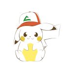  :3 artsy-rc baseball_cap clothed_pokemon commentary english_commentary gen_1_pokemon hat looking_at_viewer pikachu pokemon pokemon_(creature) red_headwear signature simple_background sitting smile solo white_background 