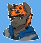  anonymous_artist anthro bust_portrait clothing equid equine headshot hoodie male mammal portrait redflare smile smirk solo topwear 