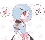  clarevoir commentary creature cup english_commentary english_text gardevoir gen_3_pokemon heart holding holding_cup looking_at_viewer no_humans pokemon pokemon_(creature) simple_background solo spoken_heart white_background 