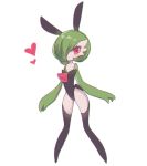  animal_ears bunny_ears bunnysuit clarevoir commentary creature english_commentary full_body gardevoir gen_3_pokemon heart looking_at_viewer no_humans pokemon pokemon_(creature) purple_eyes simple_background solo standing white_background 
