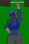  ada_(shadow713) android exercise female hi_res machine muscular robot shadow713 simple_background smile solo weightlifting weights workout yoga_pants 