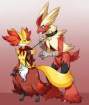  &lt;3 anthro avian beak big_ears bird black_body black_fur blaziken blue_eyes blush breasts canid canine claws collar delphox duo fan_character female fluffy fluffy_tail fur gradient_background hair hi_res holding_leash holding_object larger_male leash love male male/female mammal mega_blaziken mega_evolution nintendo open_mouth pok&eacute;mon pok&eacute;mon_(species) red_body red_eyes red_fur romantic_ambiance romantic_couple simple_background size_difference smaller_female smile tongue video_games white_body white_fur white_hair yellow_body yellow_fur yuririi 