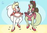  breasts canid canine canis cleavage clothed clothing domestic_dog dress duo female female/female footwear hi_res high_heels jamearts lizard makeup mammal reptile scalie shoes tap_dancing 