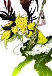  1girl blonde_hair bow cable electric_guitar guitar instrument kagamine_rin music nagimiso playing_instrument roshin_yuukai_(vocaloid) shirt solo t-shirt vocaloid white_background wings yellow_eyes 