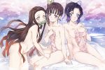  blush breasts erect_nipples kamado_nezuko kimetsu_no_yaiba kochou_shinobu niko_(tama) nude onsen towel tsuyuri_kanao 