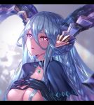  black_fire breast_hold breasts fate/grand_order horns no_bra pointy_ears tiamat_(fate/grand_order) 