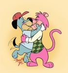  anthro blue_body blue_fur blush canid canine canis clothing cougar domestic_dog duo embrace felid feline fur hanna-barbera huckleberry_hound kissing male male/male mammal pink_body pink_fur snagglepuss tarneydraws the_huckleberry_hound_show unknown_artist 