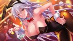  1girl animal_ears bare_shoulders black_legwear black_leotard bow bowtie bunny_ears bunny_girl highres kawagishi_keitarou leotard lisa_brinker long_hair maji_de_watashi_ni_koi_shinasai! one_eye_closed silver_hair wrist_cuffs yellow_eyes 