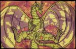  dragon female feral genitals green_body green_scales grune grune_(artist) hi_res outside pinup pose pussy scales solo wings 