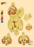  &lt;3 &lt;3_eyes animal_crossing anthro artu_kutso bent_over big_breasts big_butt blue_eyes blush breasts butt canid canine canis domestic_dog female fur genitals hair hi_res isabelle_(animal_crossing) kneeling looking_at_viewer mammal model_sheet nintendo nipples open_mouth presenting presenting_hindquarters pussy shih_tzu simple_background smile solo teeth thick_thighs tongue tongue_out toy_dog video_games wide_hips yellow_body yellow_fur 