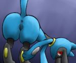  baby_pok&eacute;mon blue_body butt butt_pose canid canine female fur game_(disambiguation) genitals hi_res lirufan looking_at_viewer mammal nintendo nude pok&eacute;mon pok&eacute;mon_(species) pose pussy riolu solo standing tree video_games 