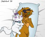  2020 abs anthro bed body_pillow capper_dapperpaws dakimakura_design dakimakura_pillow domestic_cat felid feline felis female flexing friendship_is_magic furniture genitals lying mammal muscular my_little_pony my_little_pony:_the_movie_(2017) one_eye_closed opalescence_(mlp) penis pillow strebiskunk video_games wink 