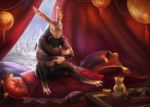  2020 3_toes 5_fingers anthro digital_media_(artwork) fingers lagomorph leporid male mammal rabbit sitting solo toes wolnir 