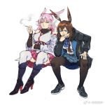  amiya_(arknights) arknights invisible_chair ruukii_drift sitting watermark 