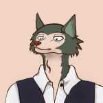  anthro beastars canid canine canis clothing fur green_body green_fur legoshi_(beastars) male mammal shirt solo suqk tall tan_body tan_fur topwear wolf 