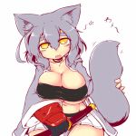  ahoge animal_humanoid armor bedroom_eyes big_breasts blush bottomwear breasts canid canid_humanoid canine canine_humanoid cleavage clothed clothing curvy_figure female fluffy fluffy_tail fully_clothed fur glistening glistening_body glistening_breasts glistening_skin grey_body grey_fur grey_hair hair hair_between_eyes holding_object holding_sword holding_tail holding_weapon hourglass_figure huge_breasts humanoid inner_ear_fluff jacket jewelry katana light_skin looking_at_viewer mammal mammal_humanoid melee_weapon midriff monotone_body monotone_fur mudaikun narrowed_eyes navel necklace open_mouth open_smile seductive simple_background sitting skimpy skirt small_waist smile solo sword tight_clothing topwear tube_top tuft weapon white_background wide_hips wolf_humanoid yellow_eyes 