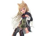  animal_ears blonde_hair blue_eyes blush boots cat_smile catgirl dress long_hair midorikawa_you original thighhighs white zettai_ryouiki 