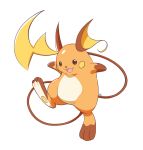  :3 artsy-rc commentary full_body gen_1_pokemon highres looking_at_viewer no_humans pokemon pokemon_(creature) raichu signature simple_background smile standing standing_on_one_leg white_background 
