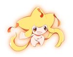 artsy-rc commentary english_commentary full_body gen_3_pokemon highres jirachi looking_at_viewer orange_outline outline pokemon pokemon_(creature) signature smile solo white_background 