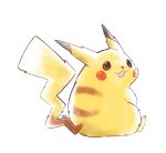  :3 :d artsy-rc commentary english_commentary fluffy from_side highres looking_at_viewer looking_back no_humans open_mouth pikachu pokemon pokemon_(creature) signature simple_background sitting smile white_background 