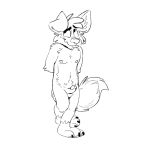  1:1 anthro balls canid canine canis domestic_dog erection fur genitals hi_res male mammal matt matt_riskely monochrome nipples nude penis simple_background smile solo standing tinydeerguy 