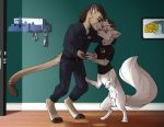  absurd_res animal_genitalia anonymous_artist anthro balls canid canid_taur canine canine_taur clothed clothing cougar duo felid feline fox fox_taur fully_clothed fully_sheathed genitals halo_(series) hi_res kissing male male/male mammal mammal_taur microsoft on_hind_legs partially_clothed sergal sheath taur video_games xbox_game_studios 