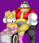  2013 anal anthro blue_eyes bodily_fluids clothing crop_top dr._eggman drooling duo girly grin hi_res human male male/male mammal miles_prower open_mouth piercing rawenski saliva shirt signature simple_background smile sonic_the_hedgehog_(series) topwear 