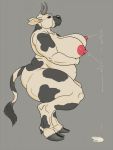  anthro areola big_areola big_breasts bodily_fluids bovid bovine breasts cattle female lactating mammal overweight snakedakyoot solo thick_thighs 