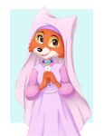  2020 anthro black_nose canid canine clothed clothing digital_media_(artwork) disney eyelashes female flower fox headdress holding_flower holding_object looking_at_viewer maid_marian mammal metalpandora open_mouth open_smile plant robin_hood_(disney) simple_background smile solo watermark 