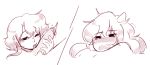  2019 ahegao ambiguous_gender anthro asriel_dreemurr balls blush bodily_fluids boss_monster bovid caprine channydraws chara_(undertale) cute_fangs digital_media_(artwork) duo ear_piercing eye_contact fluffy fluffy_hair fur genital_fluids genitals goat hair holding_penis human humanoid_genitalia humanoid_penis licking long_hair looking_at_another looking_pleasured male male/ambiguous mammal open_mouth oral orgasm_denial penile penis penis_lick piercing precum sex simple_background sketch tongue tongue_out undertale video_games 