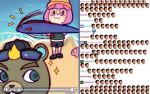  animal_crossing anthro beaver c.j._(animal_crossing) chibi clothing duo eyewear fishing fishing_rod hat headgear headwear hi_res human humor male mammal nintendo oarfish pogchamp rodent stream_chat streaming sunglasses twitch.tv video_games villager_(animal_crossing) 