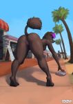  anthro anus bag bent_over breasts butt canid canine canis domestic_dog female foxovh genitals hi_res looking_back mammal nipples nude perci poodle public purple_eyes pussy 