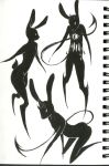  absurd_res ambiguous_gender anthro ashleyloob black_body demon eyeball group hi_res horn humanoid ink kneeling lagomorph leporid mammal nude rabbit scut_tail simple_background simple_eyes sketch_page spade_tail traditional_media_(artwork) white_background 