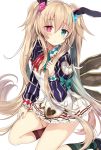  alice_(grimms_notes) animal_ears breast_hold bunny_ears garter grimms_notes heterochromia retsuto 