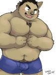  2020 anthro belly blush bulge canid canine canis clothing domestic_dog hi_res kemono male mammal moobs navel nipples och5 overweight overweight_male pubes simple_background solo underwear white_background 