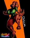  anthro arkanman athosvds big_breasts bodypaint breasts brown_body brown_fur canid canine canis dachshund domestic_dog face_paint female fur gilla_44 green_suit hi_res huge_breasts hunting_dog looking_at_viewer mammal red_eyes solo thick_thighs 