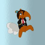  1:1 animal_crossing anteater balls bottomless clothed clothing genitals hi_res male mammal necktie nintendo olaf_(animal_crossing) penis pilosan snout solo video_games xenarthran ymsxamel 