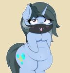  absurd_res airsicksubset blue_body blue_fur cutie_mark equid face_mask female fur hi_res horn mammal my_little_pony simple_background slightly_chubby solo thick_thighs unicorn 