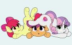  absurd_res airsicksubset apple_bloom_(mlp) cutie_mark equid female feral friendship_is_magic group hair hi_res horn mammal multicolored_hair my_little_pony scootaloo_(mlp) simple_background sweetie_belle_(mlp) two_tone_hair unicorn young 