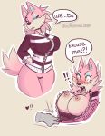  animal_crossing anthro big_breasts breasts canid canine canis clothed clothing digital_media_(artwork) disembodied_hand duo female freya_(animal_crossing) fur hair hi_res mammal nintendo pink_body pink_fur simple_background skwidbone solo_focus video_games wolf yellow_sclera 