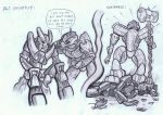  alien armor beaten bionicle comic death dialogue duo english_text female fingers frown graphite_(artwork) group hahli hammer hi_res holding_object holding_weapon humanoid jaller lego machine makuta makuta_teridax male mask melee_weapon monochrome not_furry open_mouth pencil_(artwork) robot rock simple_background sitting standing takanuva teridax_(character) text toa tongue tools traditional_media_(artwork) vrahno weapon white_background wounded 
