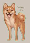  2019 canid canine canis curled_tail domestic_dog eyes_closed feral fur grey_background hi_res mammal open_mouth open_smile pink_tongue shiba_inu simple_background smile solo species_name spitz tongue vhitany 