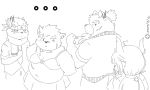  anthro belly bra canid canine canis caught clothed clothing crossdressing daily_lives_of_high_school_boys domestic_dog group hair male mammal monochrome moritaka navel panties pie_furry ponytail slightly_chubby tadatomo tanetomo tokyo_afterschool_summoners underwear video_games yasuyori 